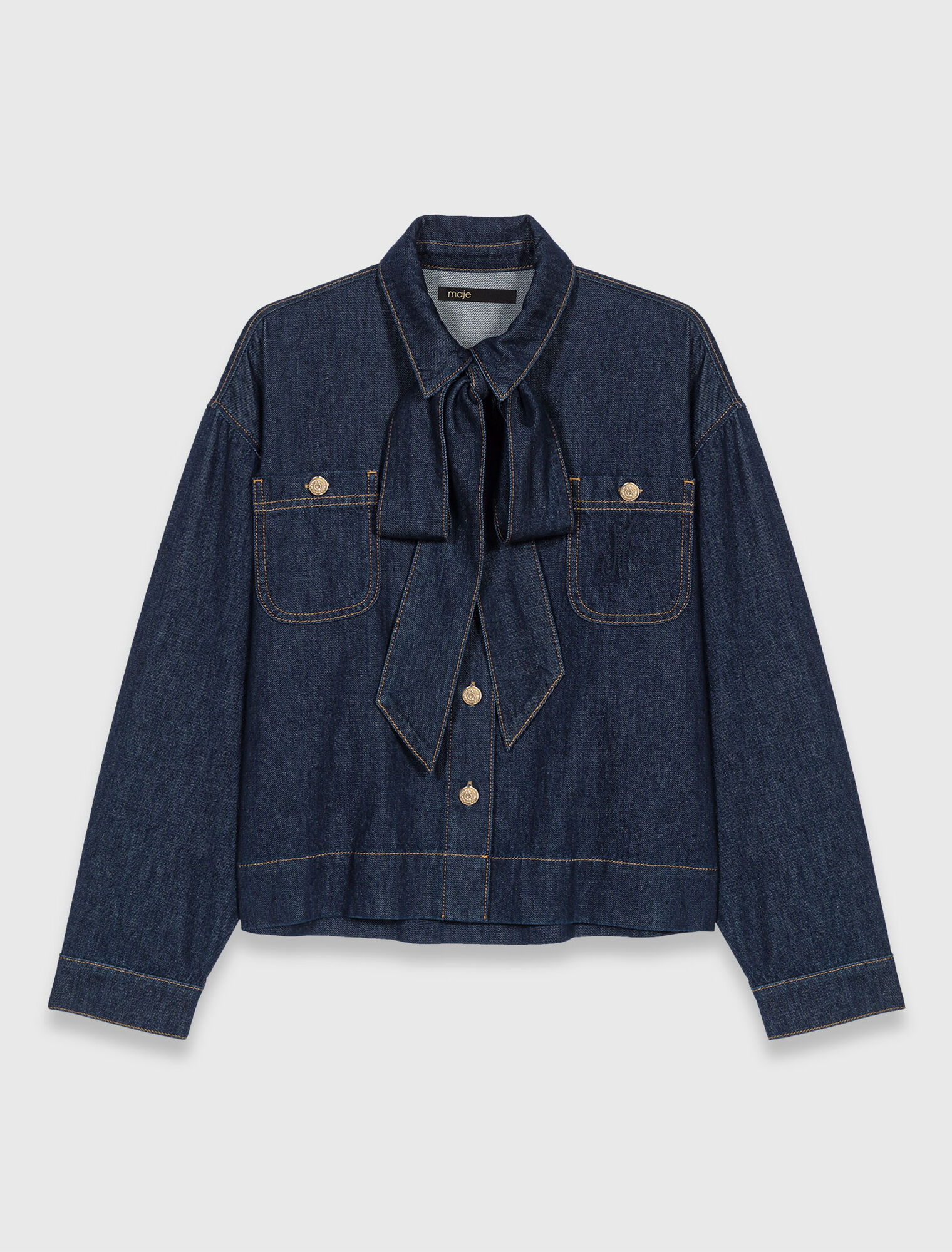 Camicia in denim con lavallière