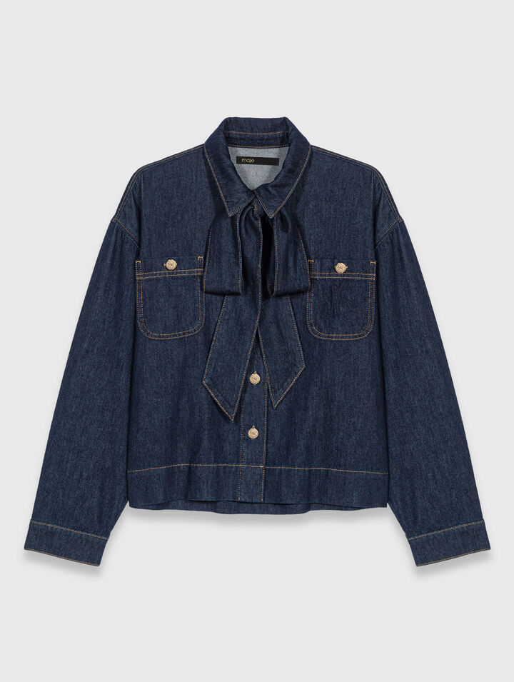 Camicia in denim con lavallière