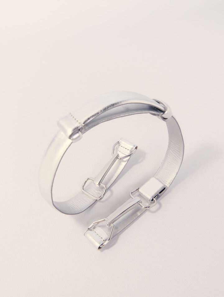 Cintura in pelle metallizzata