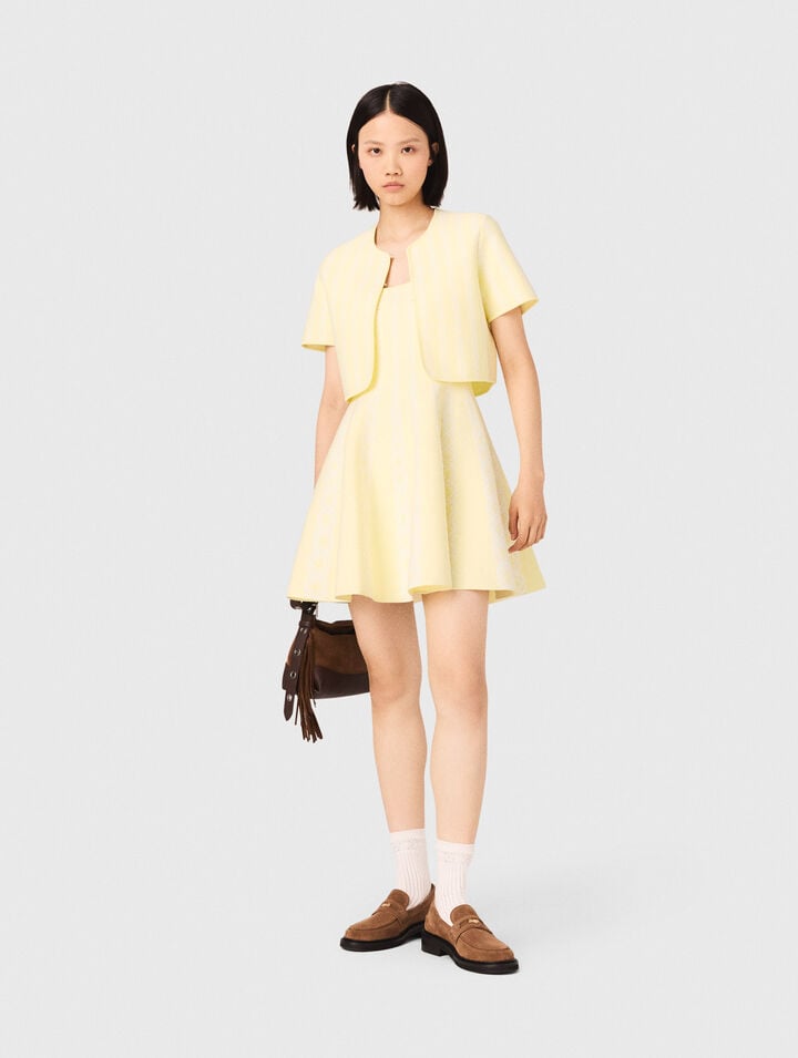 Cardigan corto in maglia jacquard