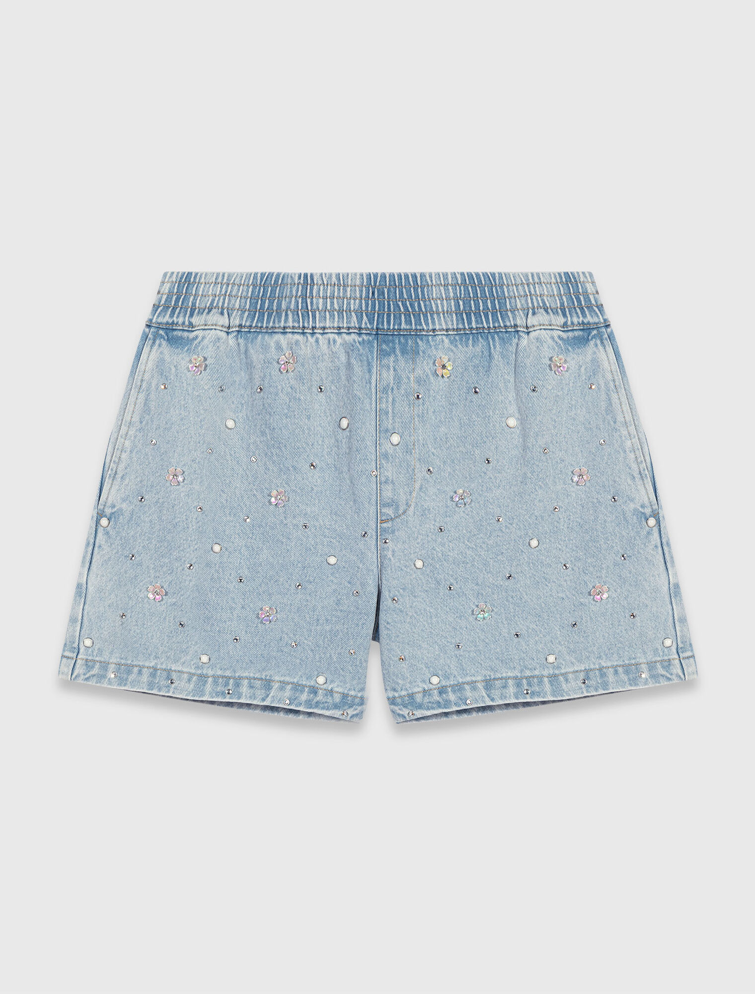 Shorts in denim con fiori