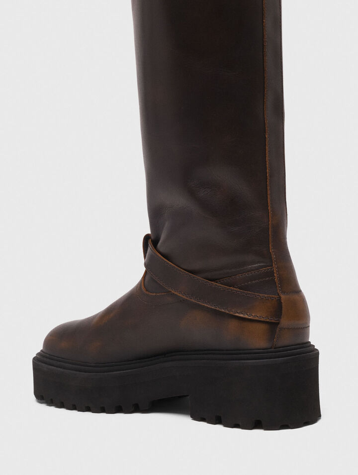 Stivali biker in pelle