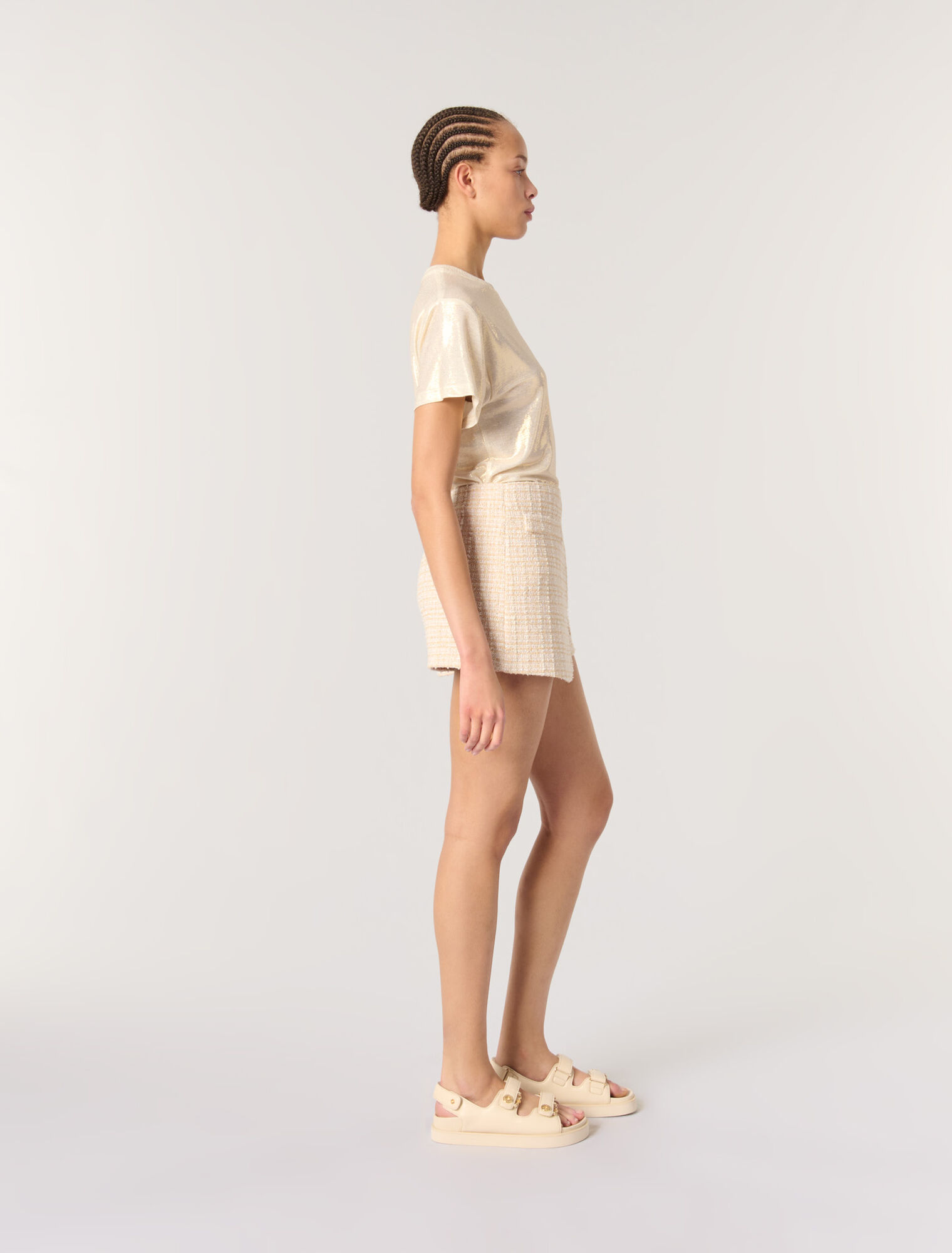 Shorts trompe l'œil in tweed
