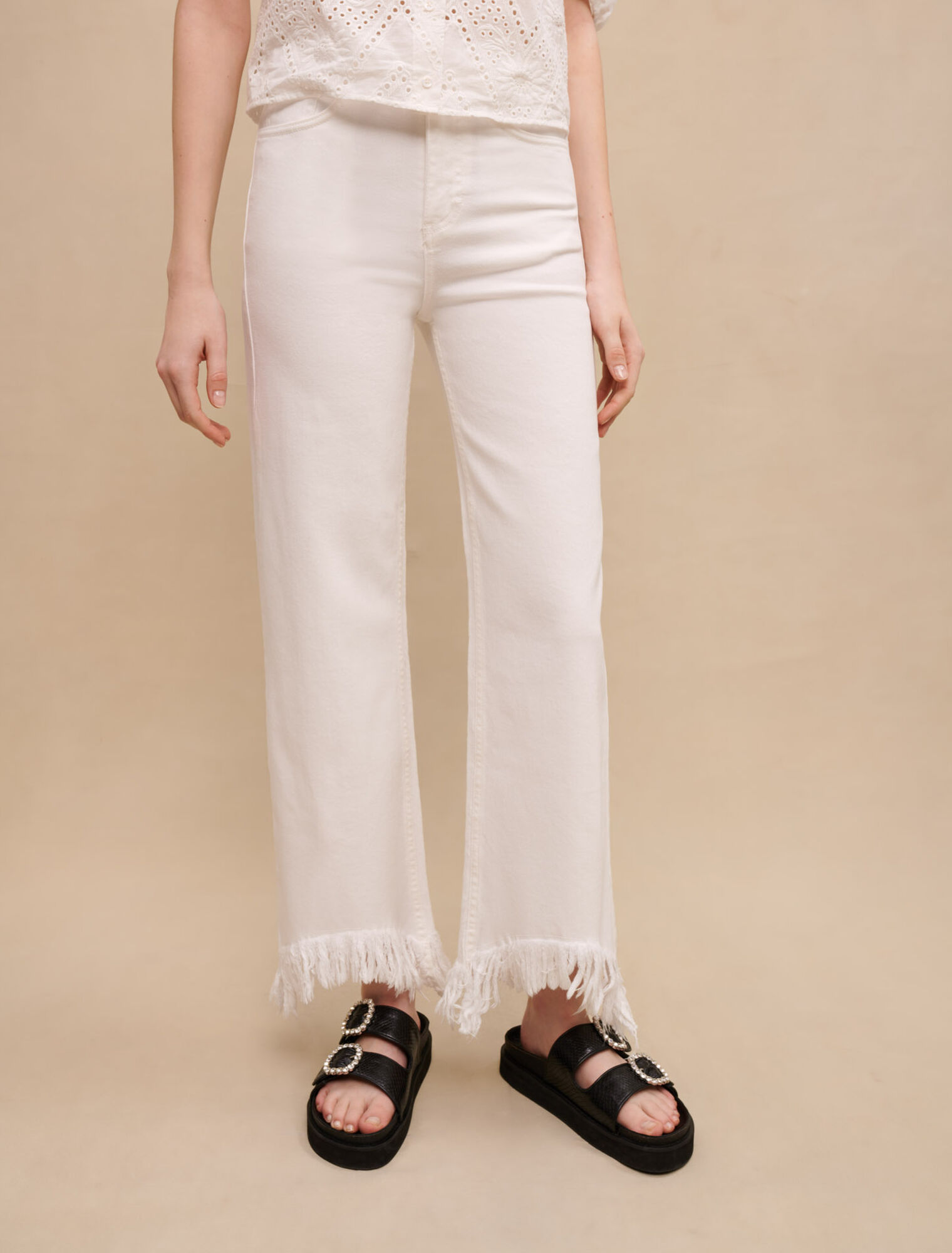 Jeans dritti con frange