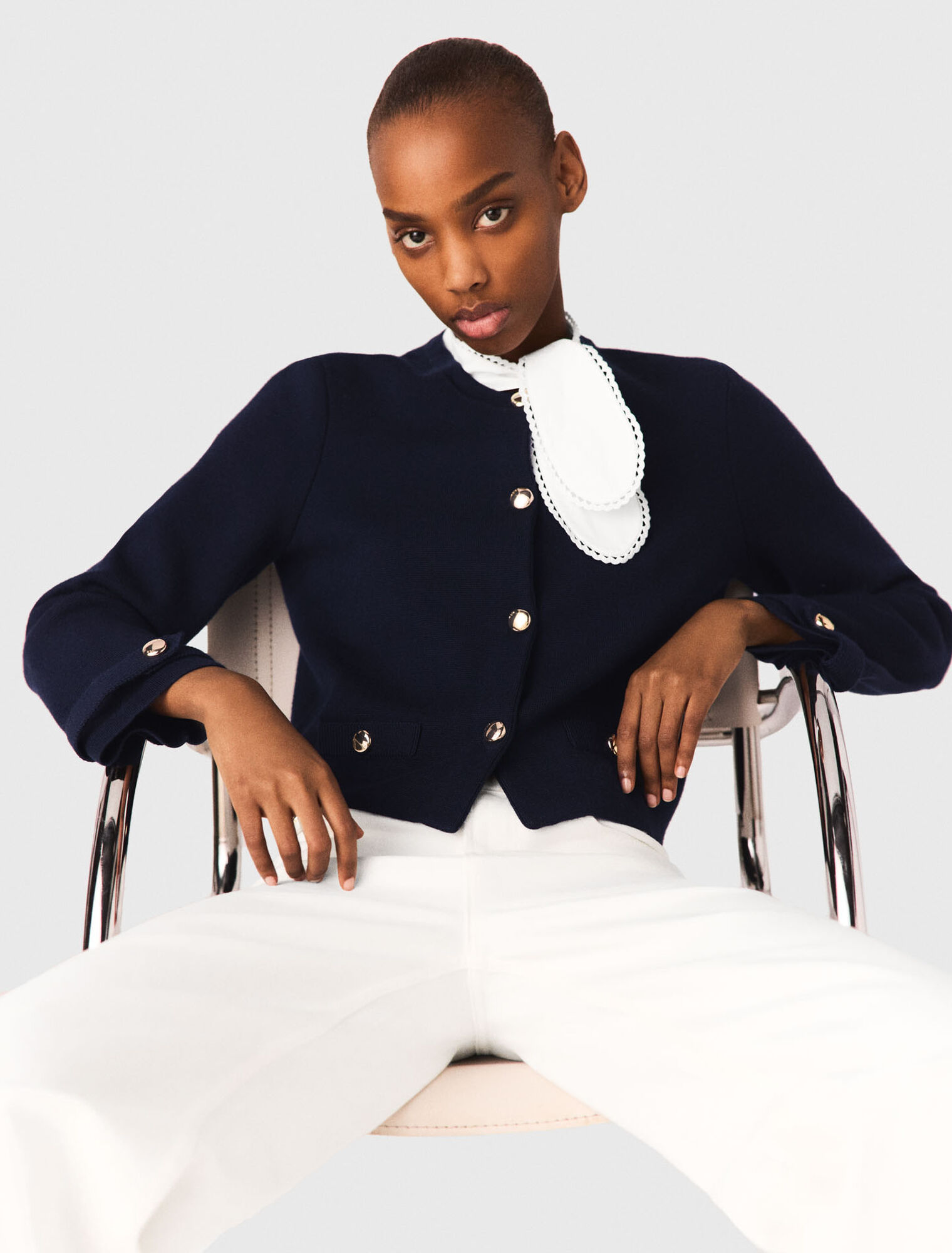 Cardigan con colletto rimovibile