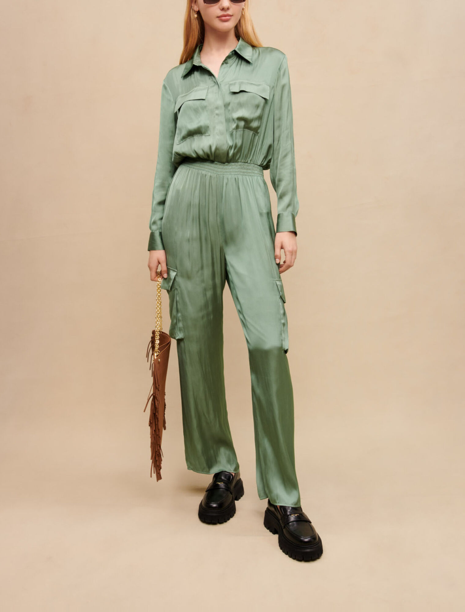Tuta pantalone in raso