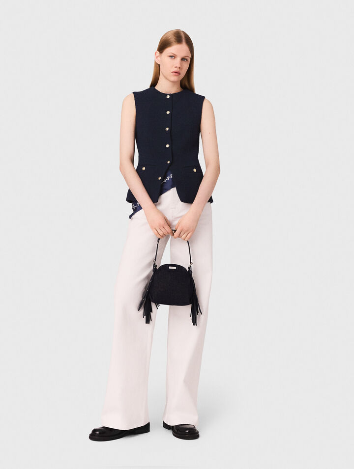 Giacca lunga in tweed senza maniche