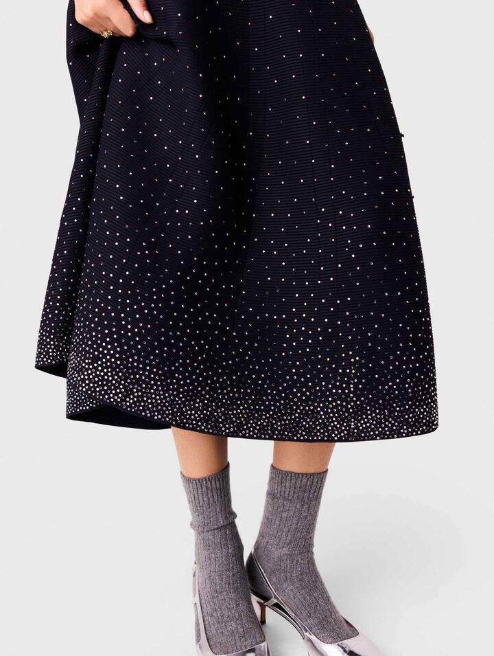 Abito lungo in maglia a strass