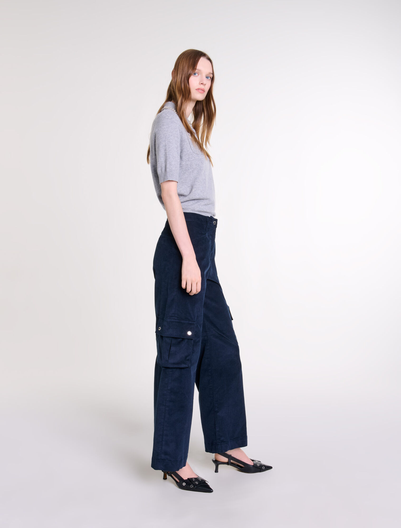 Pantaloni cargo in velluto