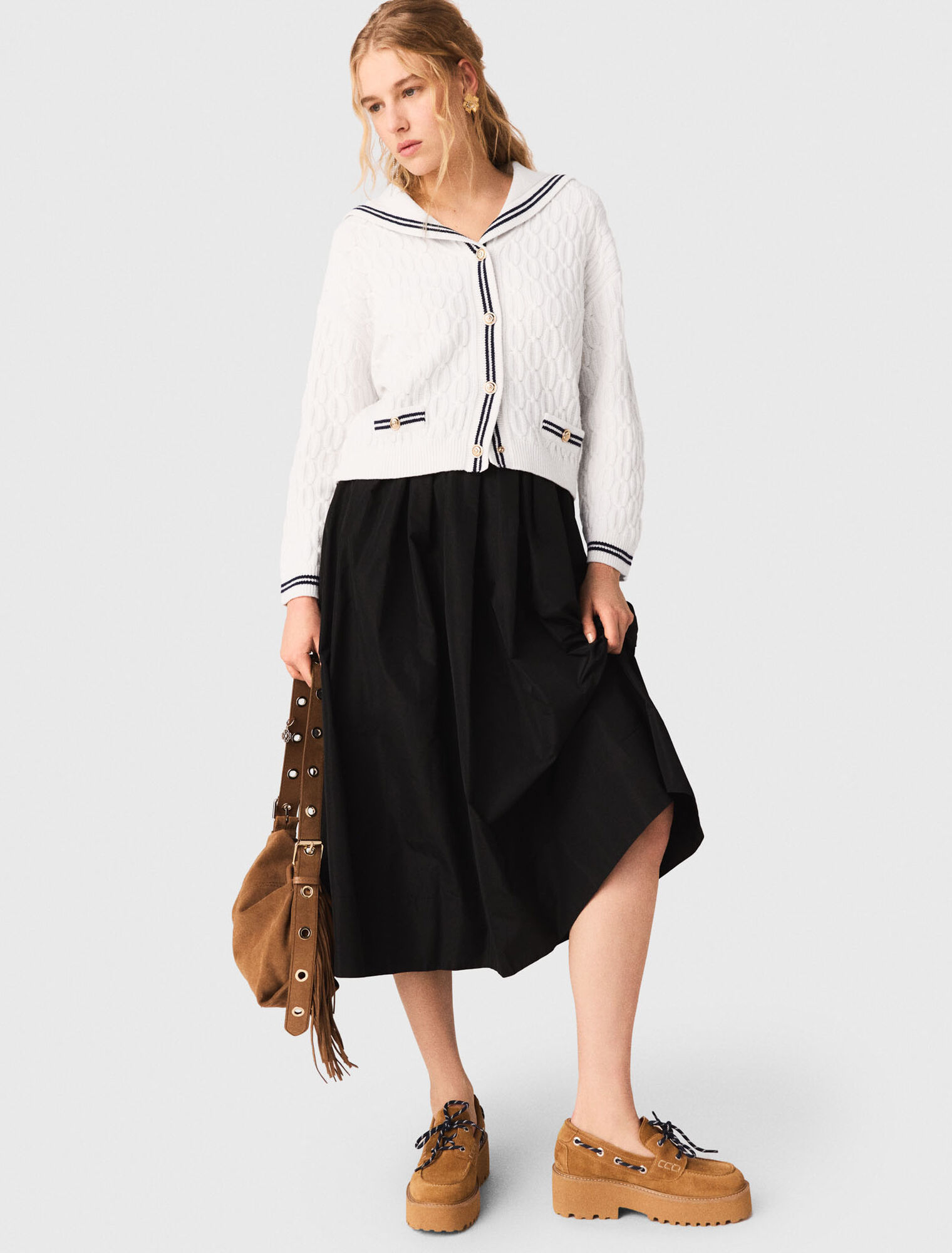 Gonna lunga con vita a contrasto