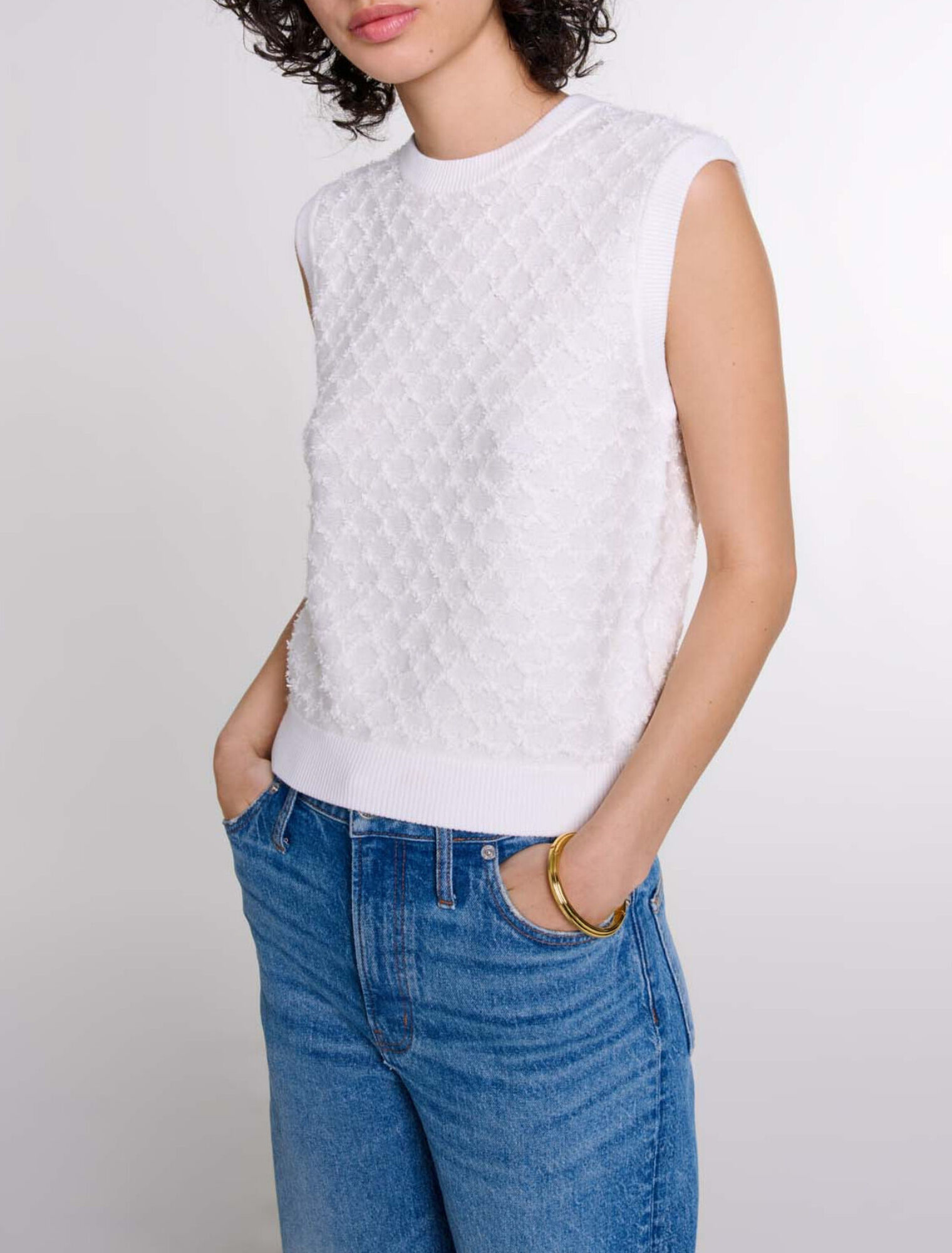 Maglione senza maniche in maglia