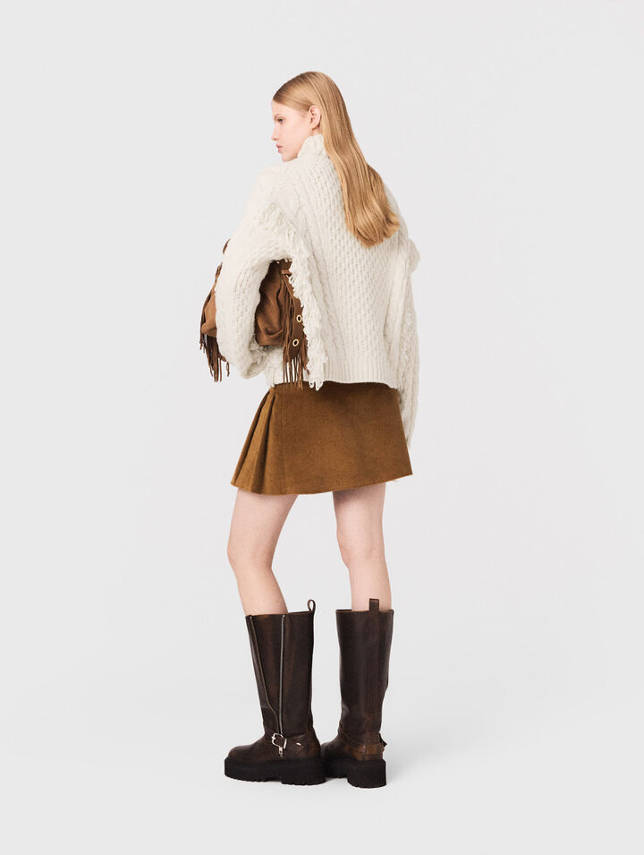 Maglione in lana mélange con frange