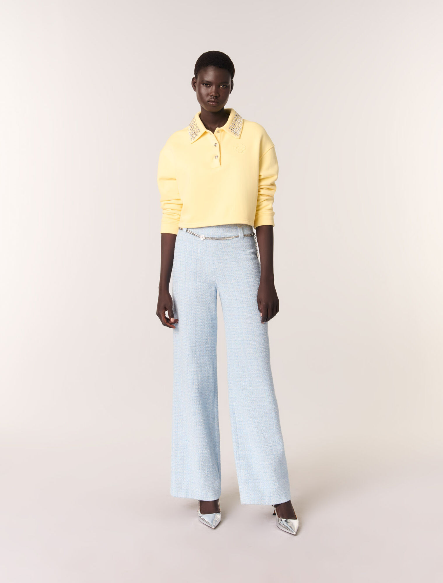 Pantaloni in tweed con cintura