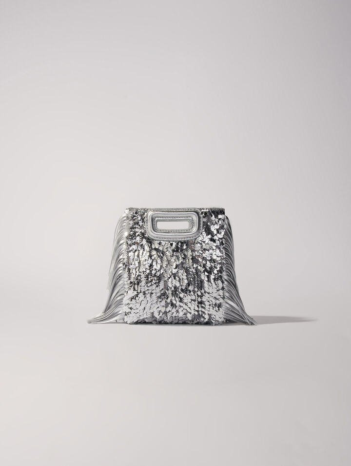 Borsa M mini in lustrini argentati