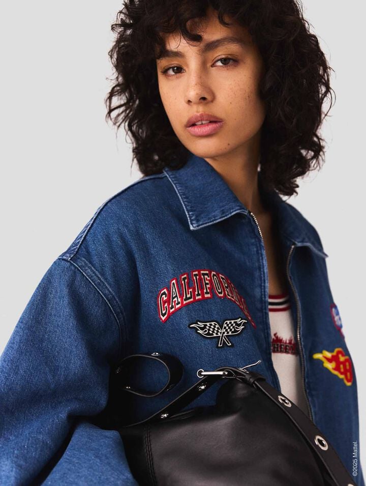 Giacca oversize in denim ricamato