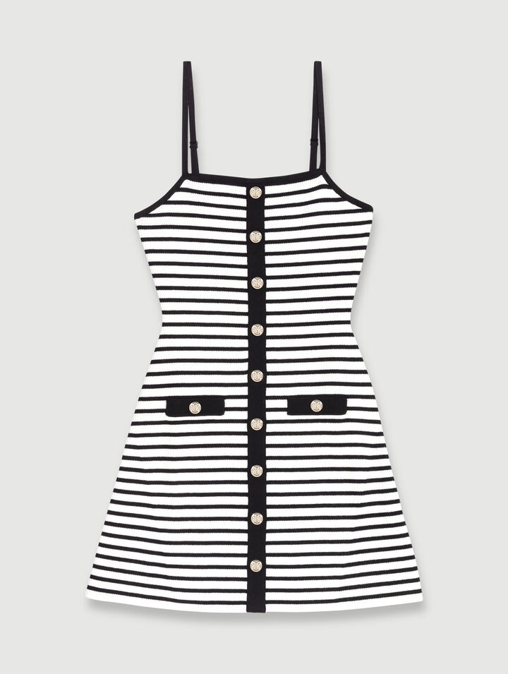 Abito corto in maglia a righe