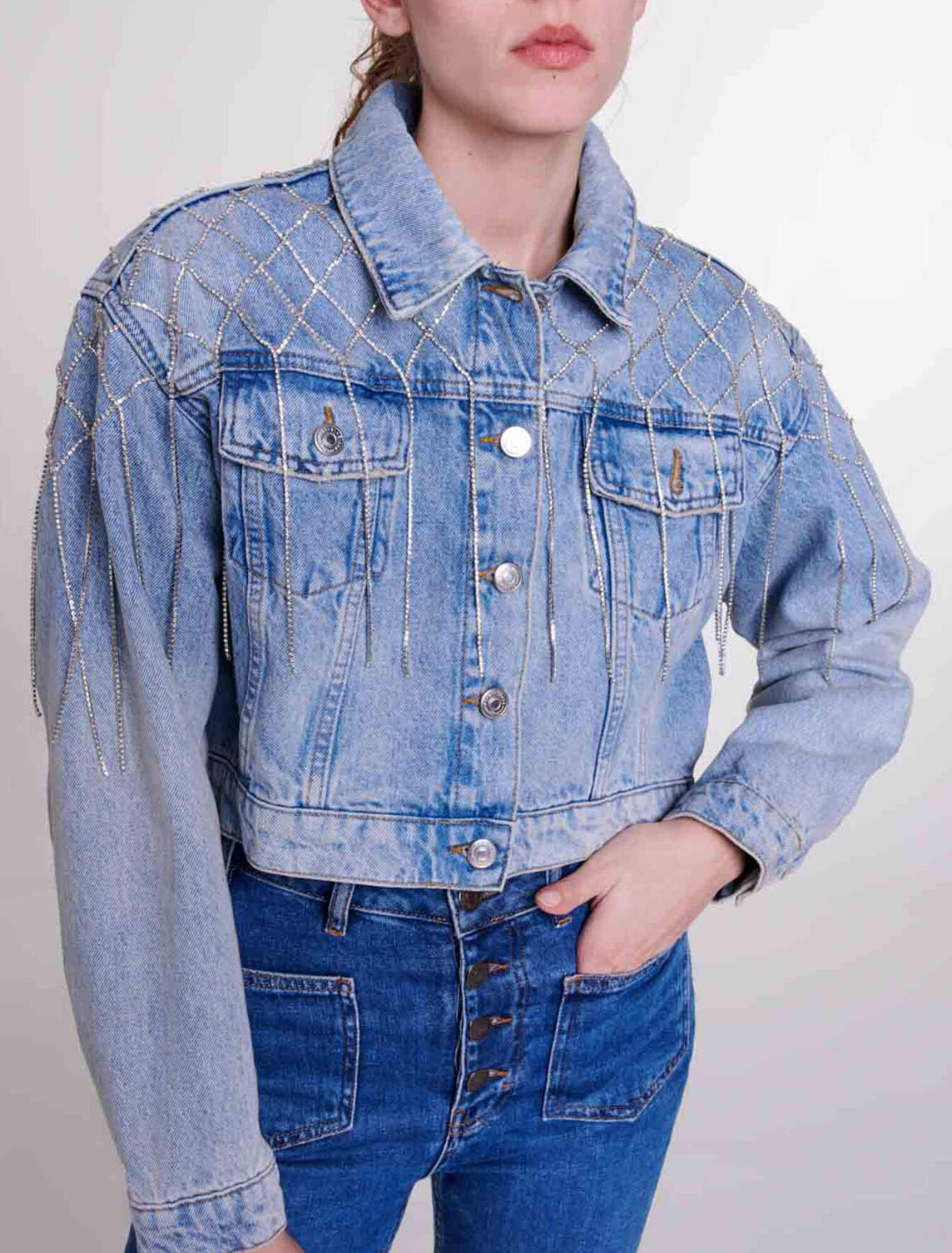 Giacca di jeans glitterata