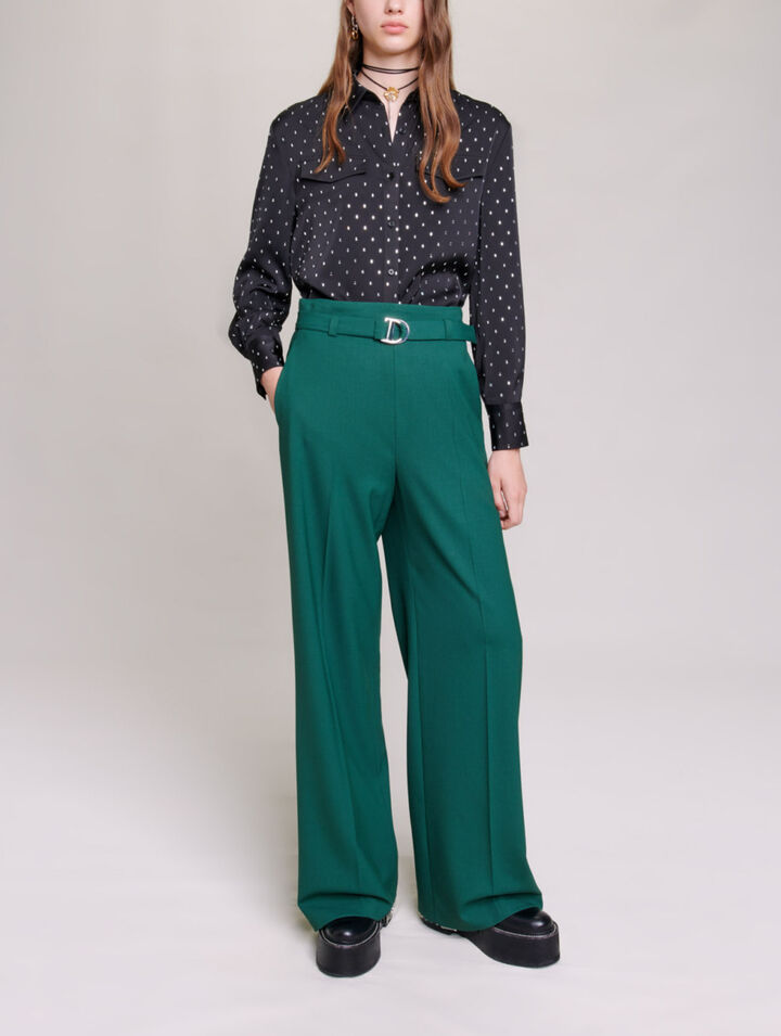 Camicia satinata con strass