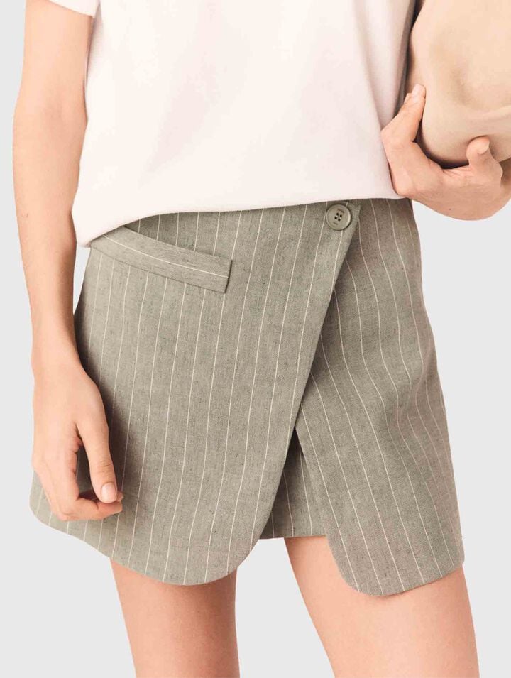 Shorts trompe l'&oelig;il in misto lino