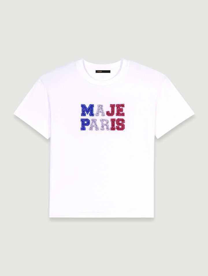 T-shirt "Maje Paris" con strass