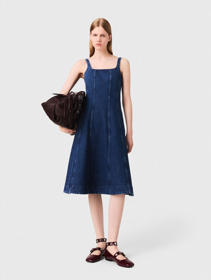 Abito babydoll lungo in denim