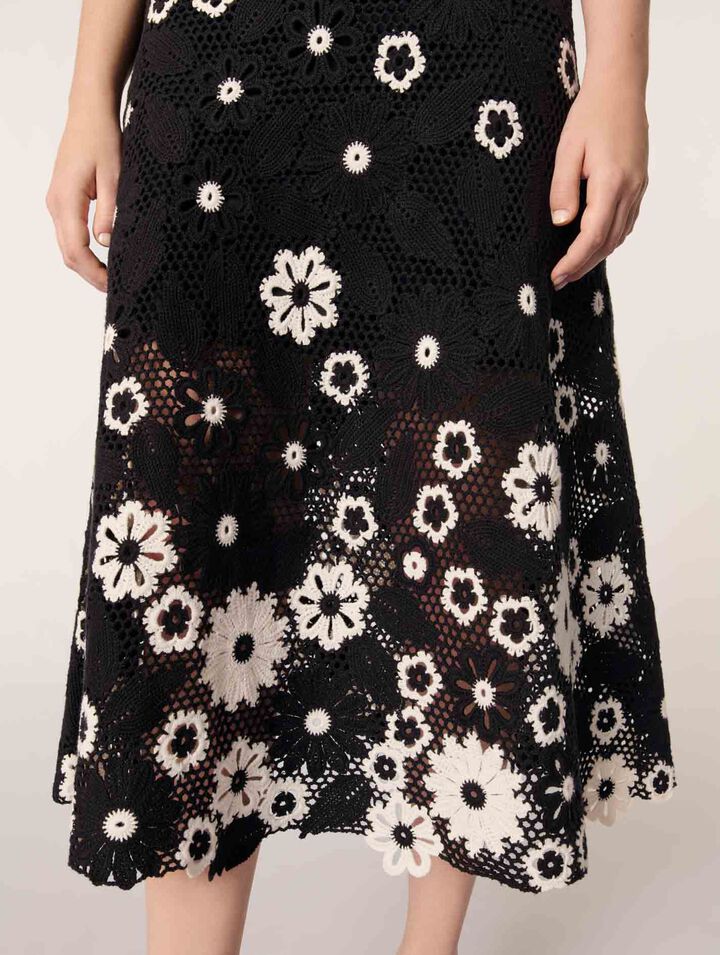 Abito lungo crochet floreale