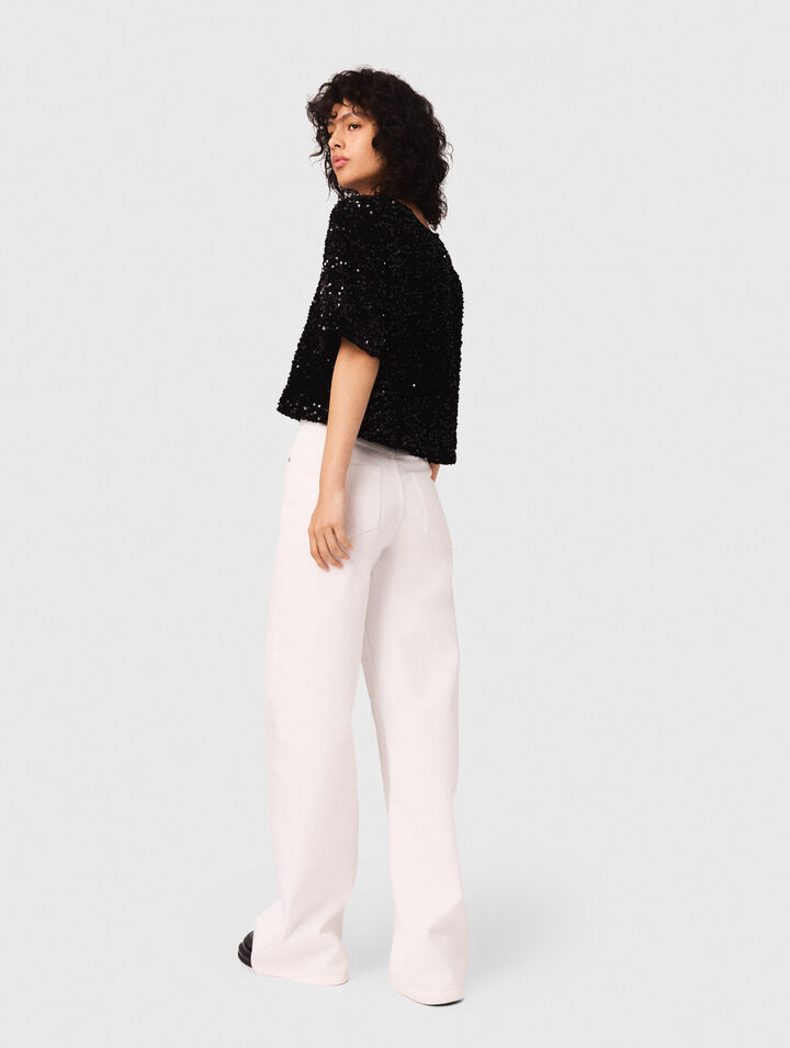 Top in velluto con paillettes