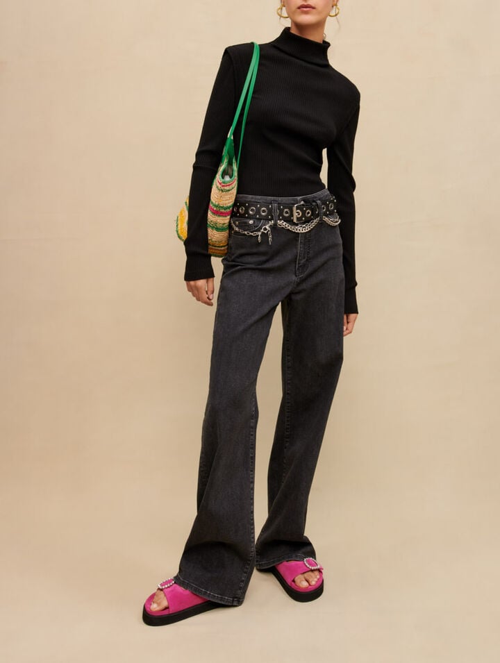 Jeans baggy con cintura nera