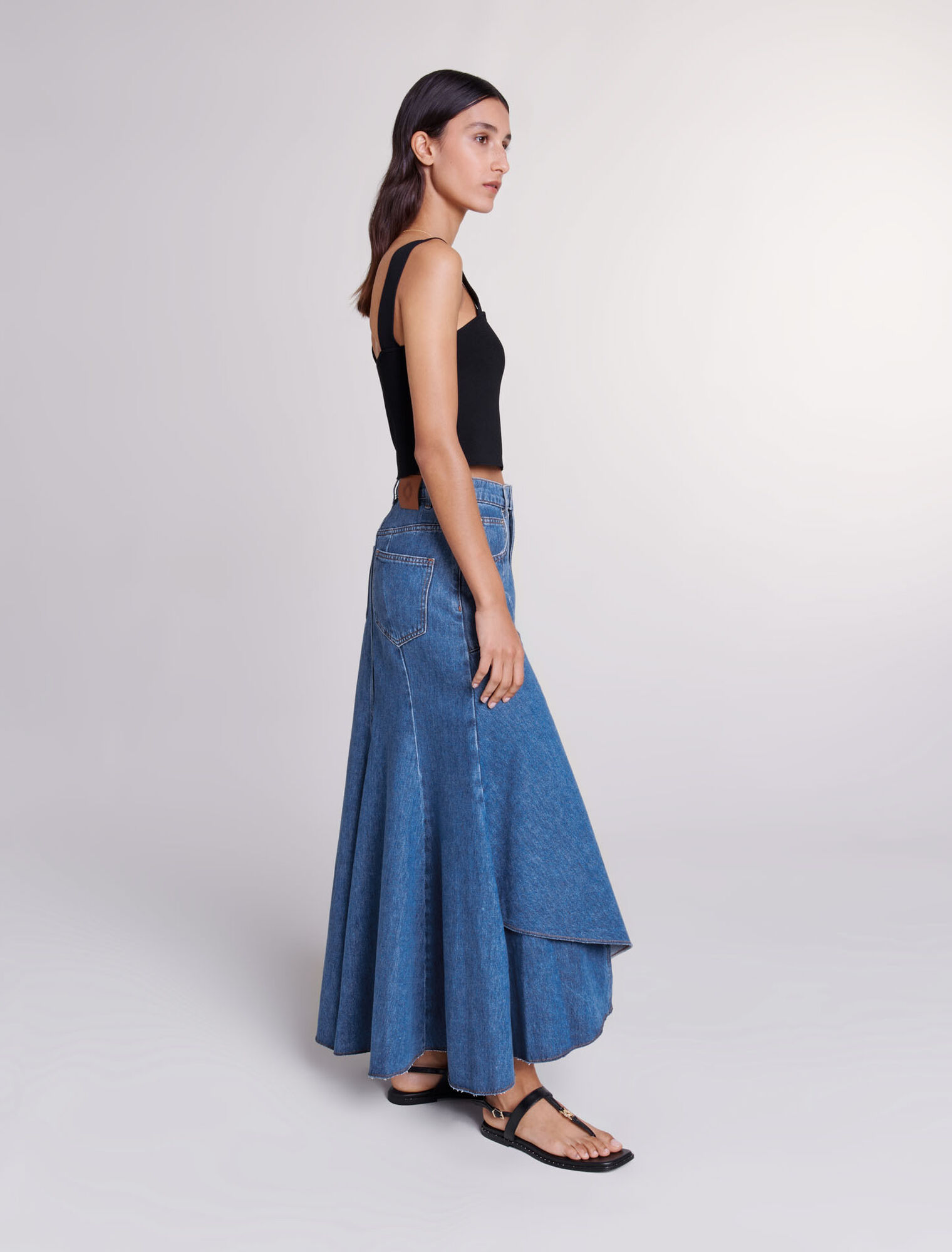 Gonna asimmetrica in denim