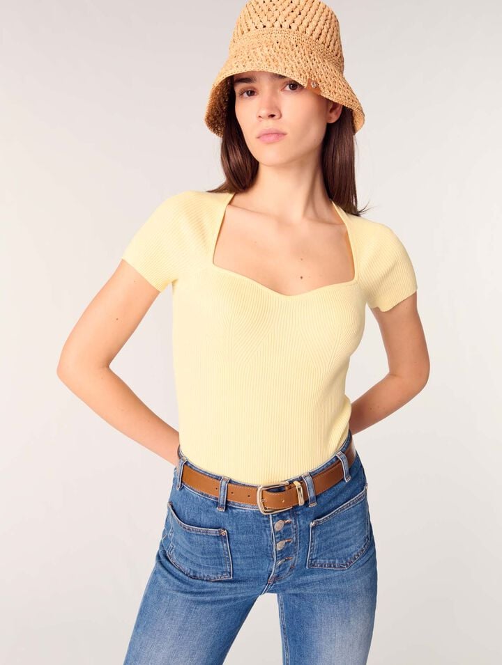 Top in maglia a coste