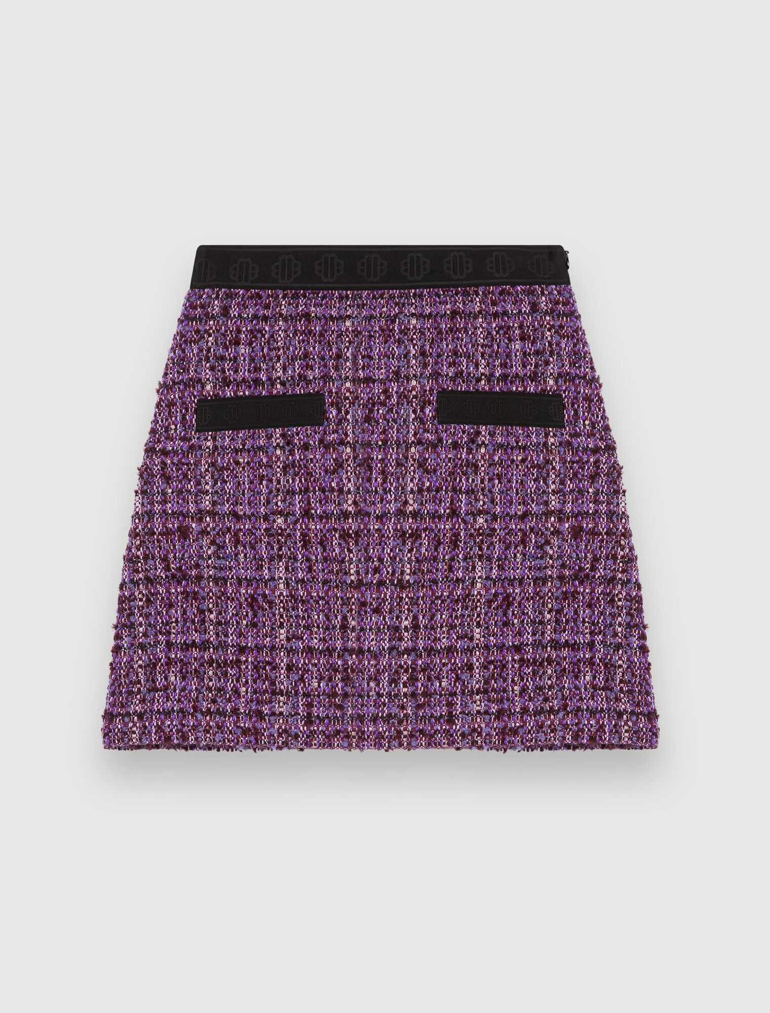 Gonna in tweed viola e a contrasto