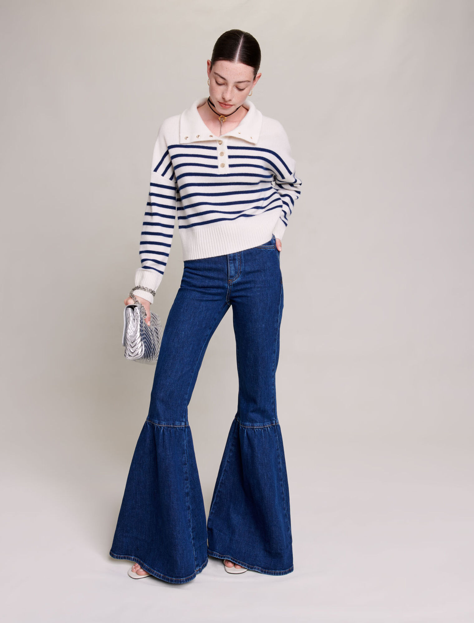 Maglione a righe in cachemire