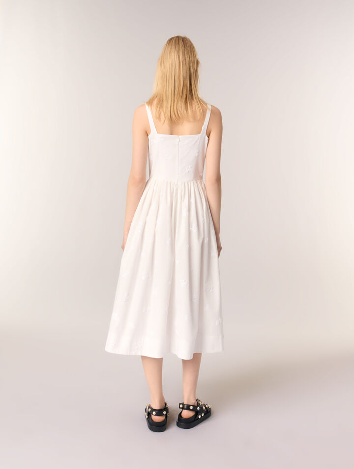 Abito midi ricamato in cotone