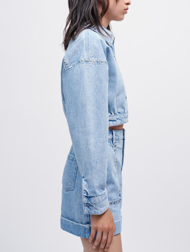 Giacca in denim con borchie