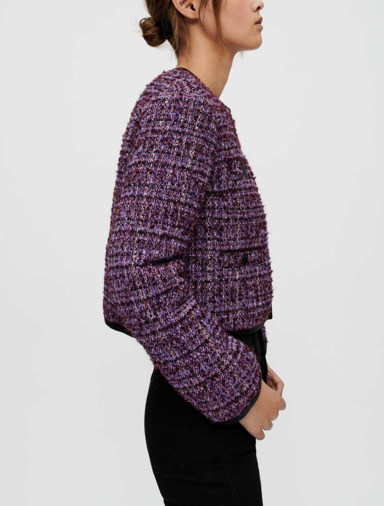 Giacca in tweed trapuntato viola