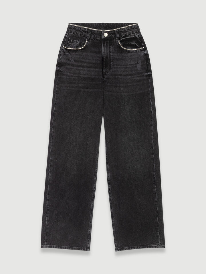 Jeans larghi con strass