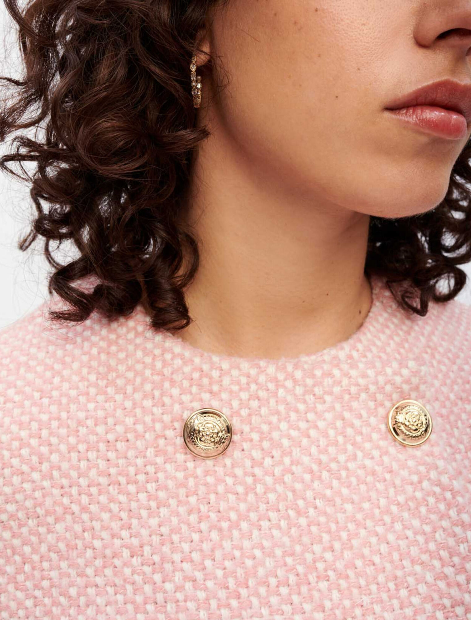 Abito in tweed screziato rosa ed ecrù