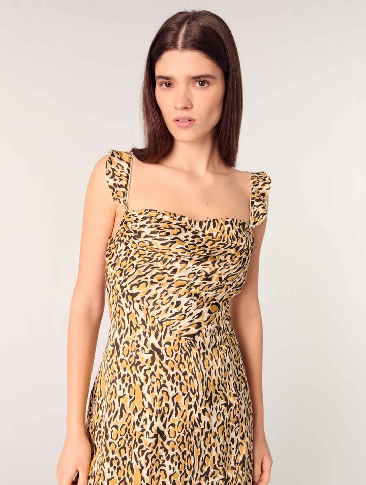 Abito corto con stampa leopardata