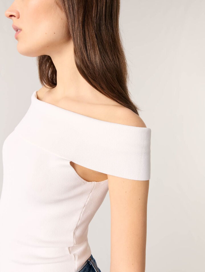 Top scollo bardot in maglia a coste