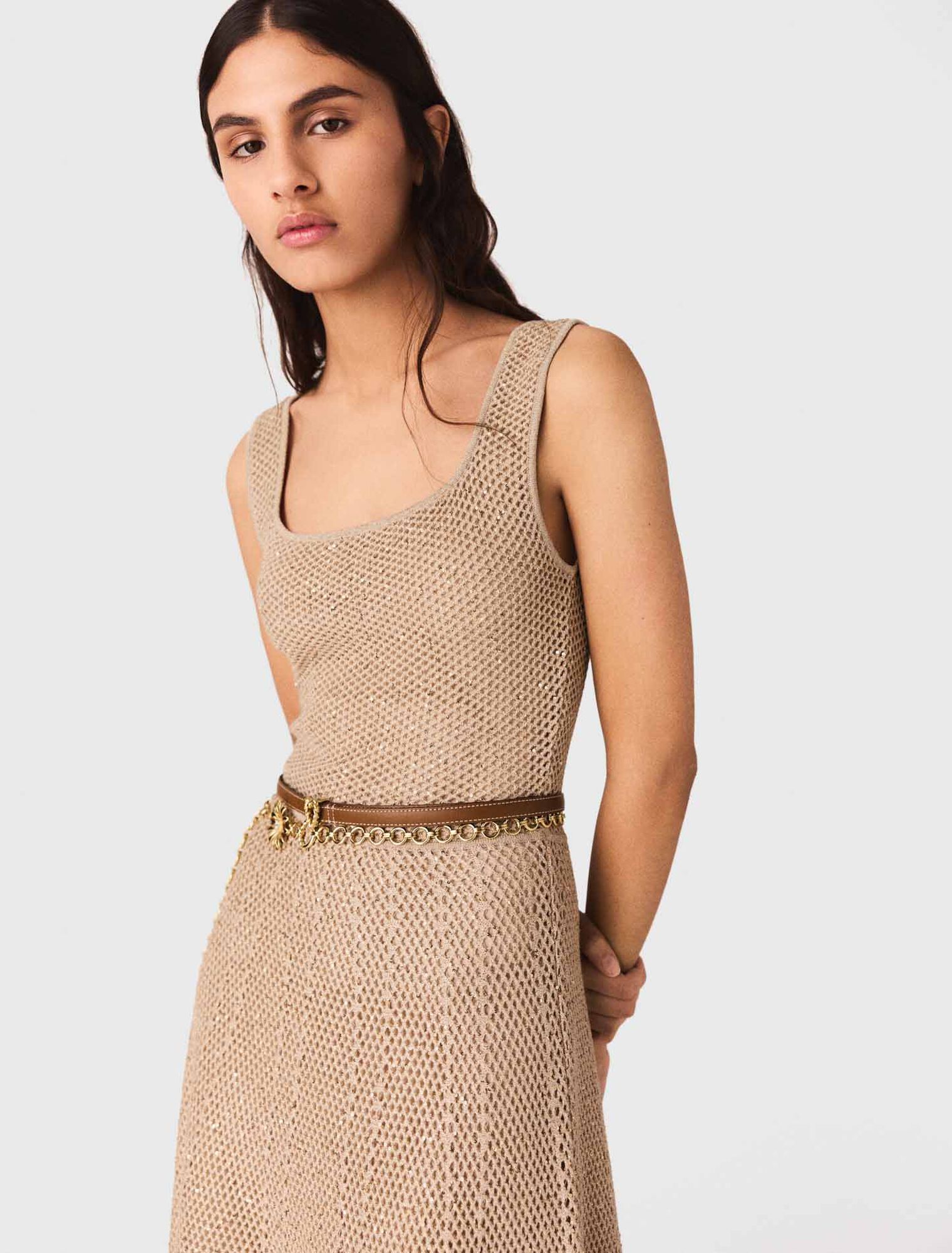 Abito lungo in maglia glitterato