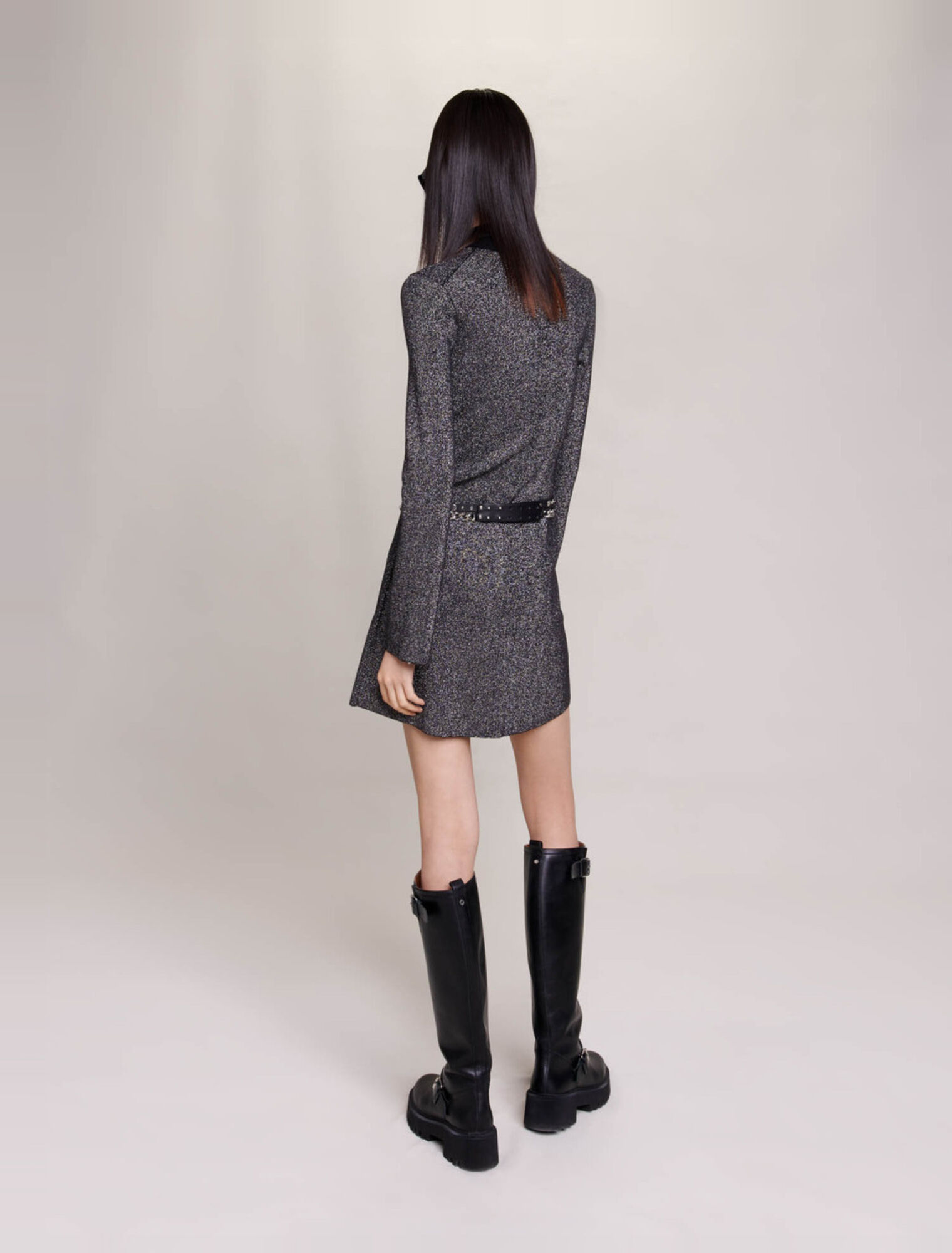 Abito corto maglia con paillettes