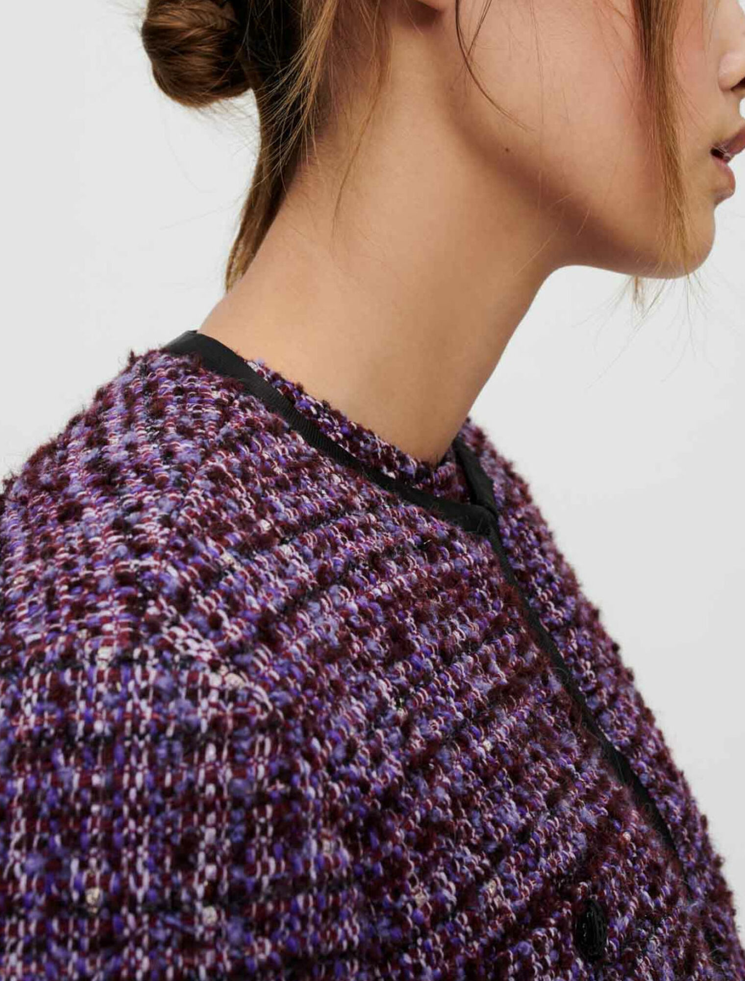 Giacca in tweed trapuntato viola