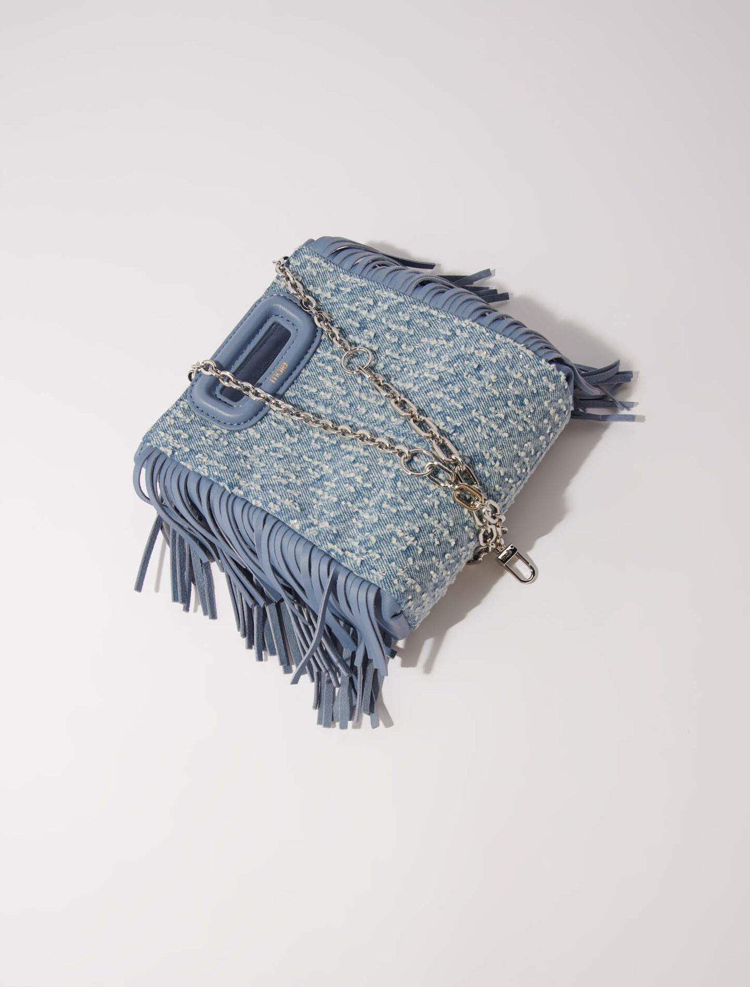 Borsetta M in tela denim e strass