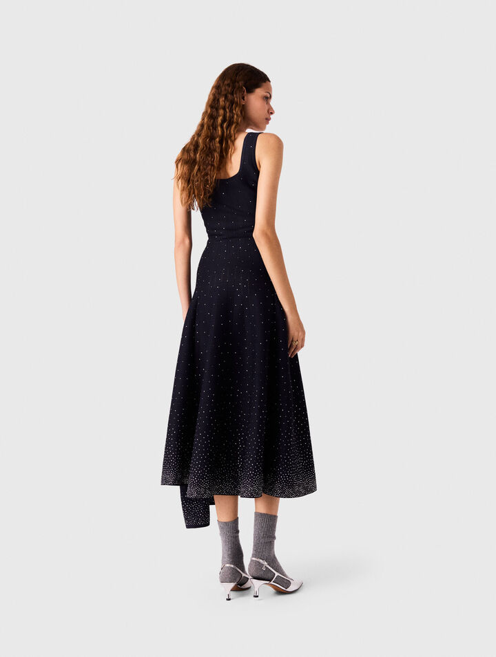 Abito lungo in maglia a strass