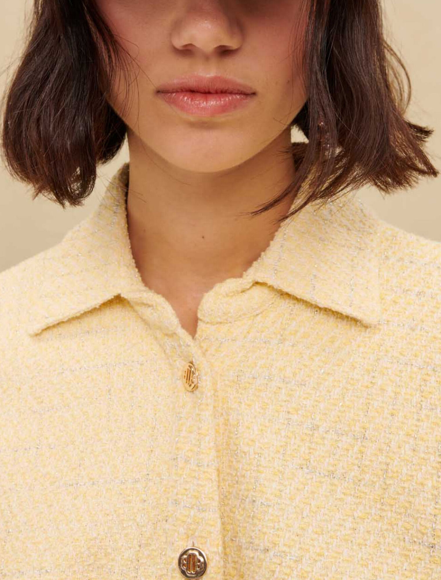 Abito asimmetrico in tweed lurex