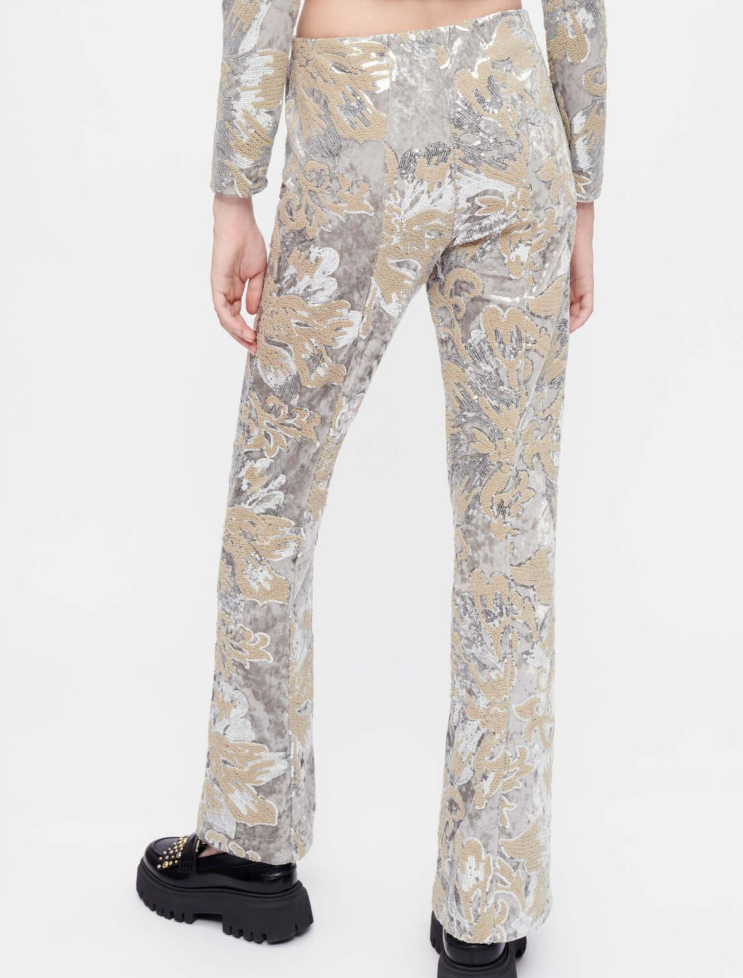 Pantaloni in velluto ricamato