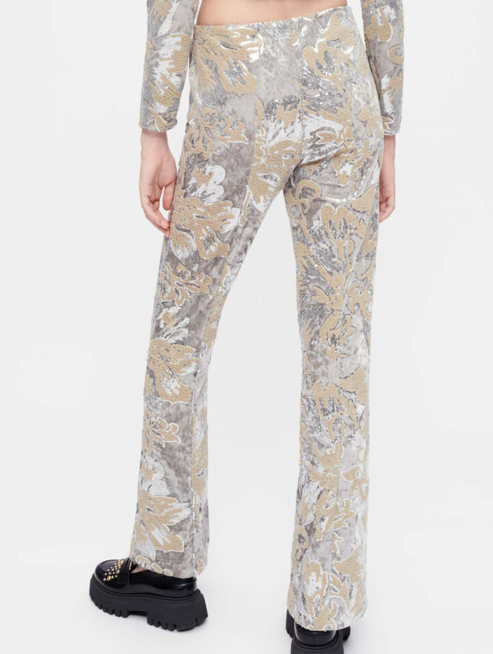 Pantaloni in velluto ricamato
