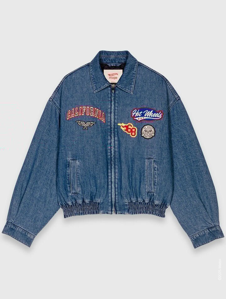 Giacca oversize in denim ricamato