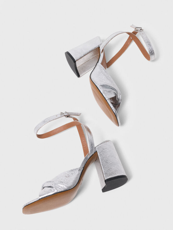 Sandali pelle metallizzata tacco