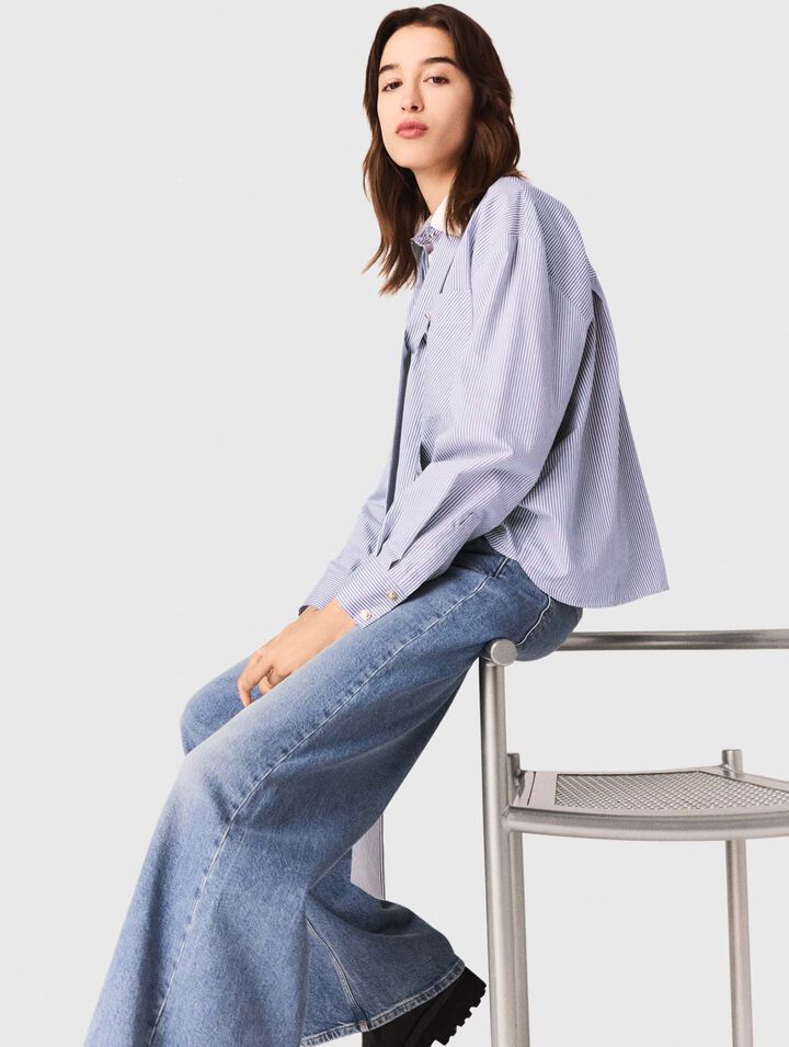 Camicia a righe con fiocco